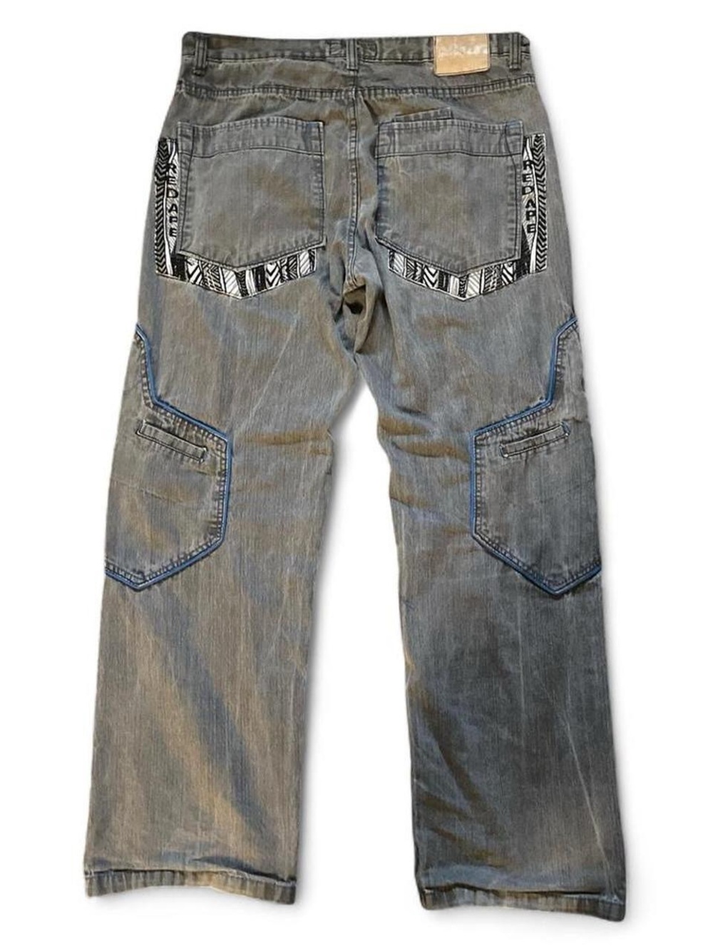 Red Ape Authentic‎ Vintage Y2K Gray Embroidered Baggy Jeans Size 36